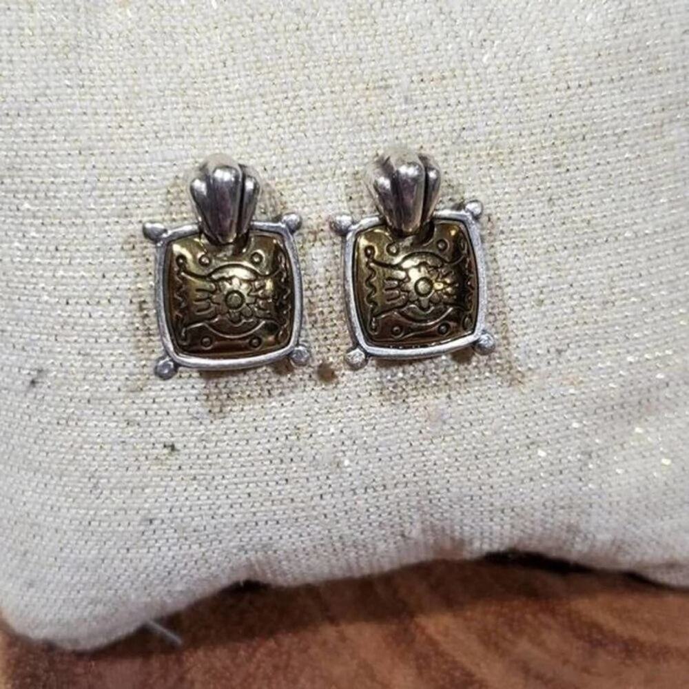 BRIGHTON two toned scrolled stud earrings